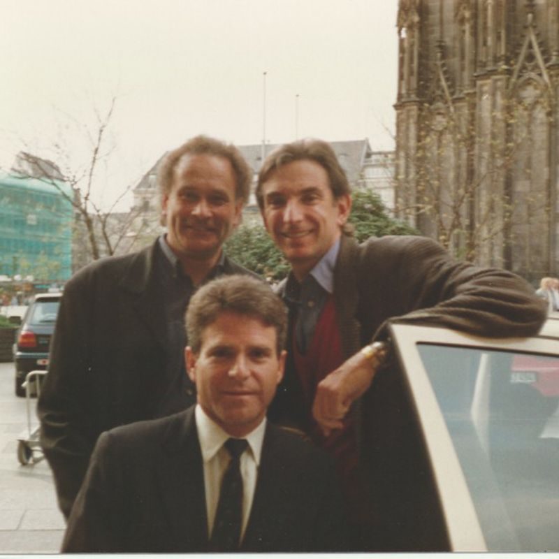 Colin Matthews pictured with Michael Tilson Thomas and Joshua Robison