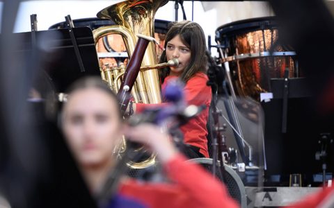 A young tuba player on stage at BMW Classics 2026