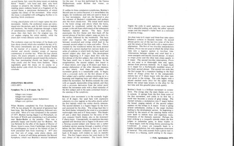 Programme notes by Hugh Wood continued, including notes on Brahms' Symphony No 2.