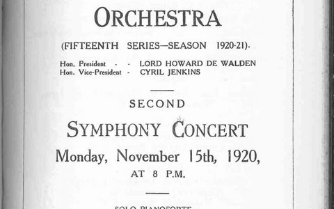 Scan of the Programme for an LSO concert on 15 November 1920 (featuring the premiere of The Planets)