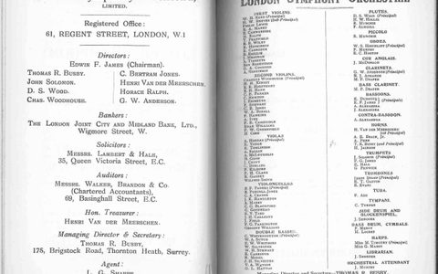Scan of the Programme for an LSO concert on 15 November 1920 (featuring the premiere of The Planets)
